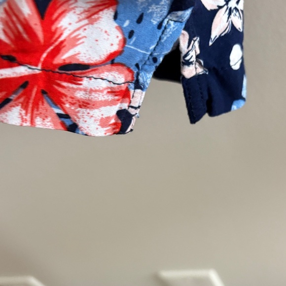 Men's Floral Button Down Shirt - Blue and Red - Picture 4 of 5